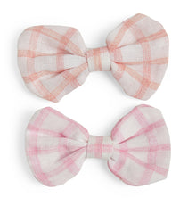 Gingham pink Bow Hair Clips