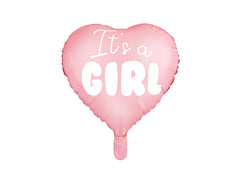 Foil heart balloon, it's a girl, pink