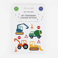1 sheet of 8 construction site tattoos