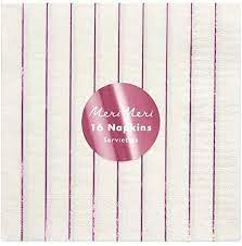 (182062) Pink Sparkle stripe napkins S