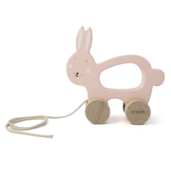 (36-181) Wooden pull along toy - Mrs. Rabbit