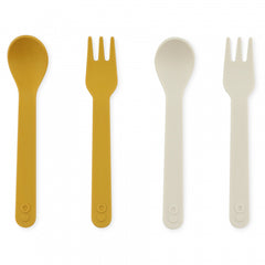 (95-370) PLA spoon/fork 2-pack - Mustard